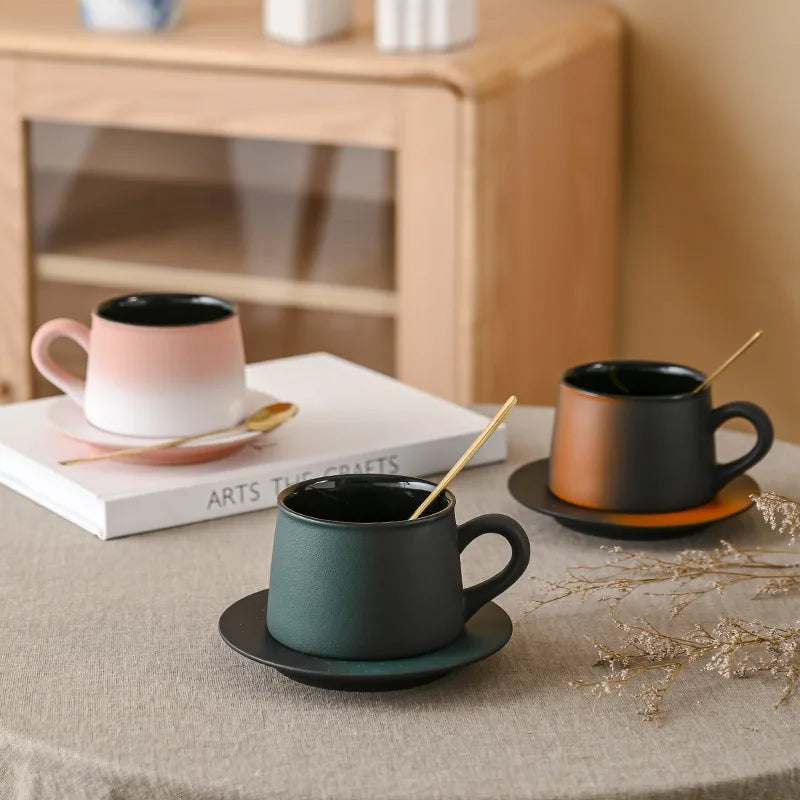 Ensemble Tasse et Assiette Céramique Style Japonais Dégradé 270ml