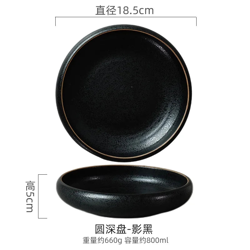Japanese Round Deep Plate – Stoneware Dinner & Pasta Bowl