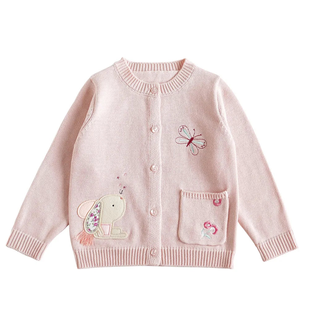 Cardigan Fille Brodé Motif Champignon
