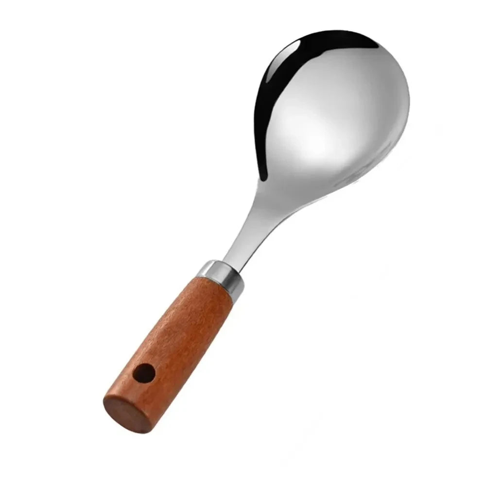 Cuillère à Riz Acier Inoxydable Manche Bois 22cm