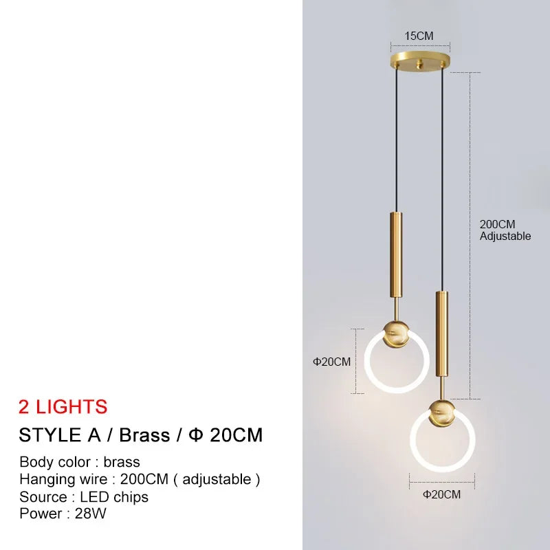 Suspension de Luxe Dorée - Style Nordique LED
