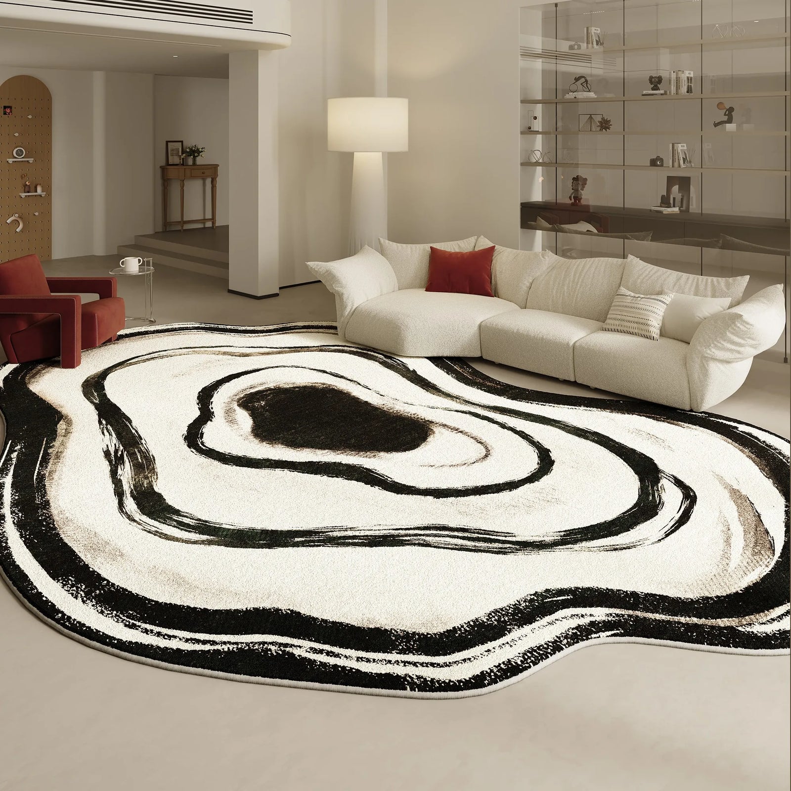 Tapis Forme Irrégulière Moderne Peluche Épaisse Chambre
