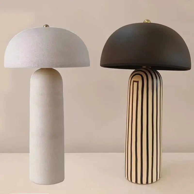 Lampe de Table Pot en Argile Style Wabi-Sabi