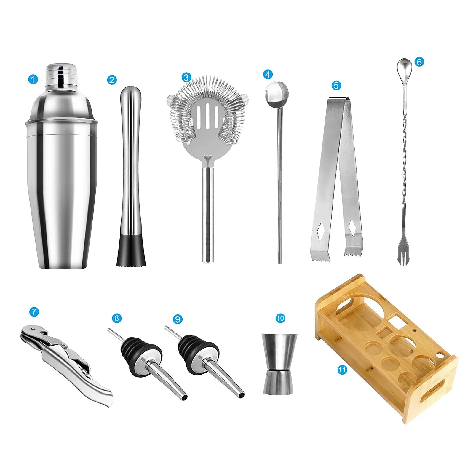Ensemble Shaker à Cocktail Inox Kit Barman Complet