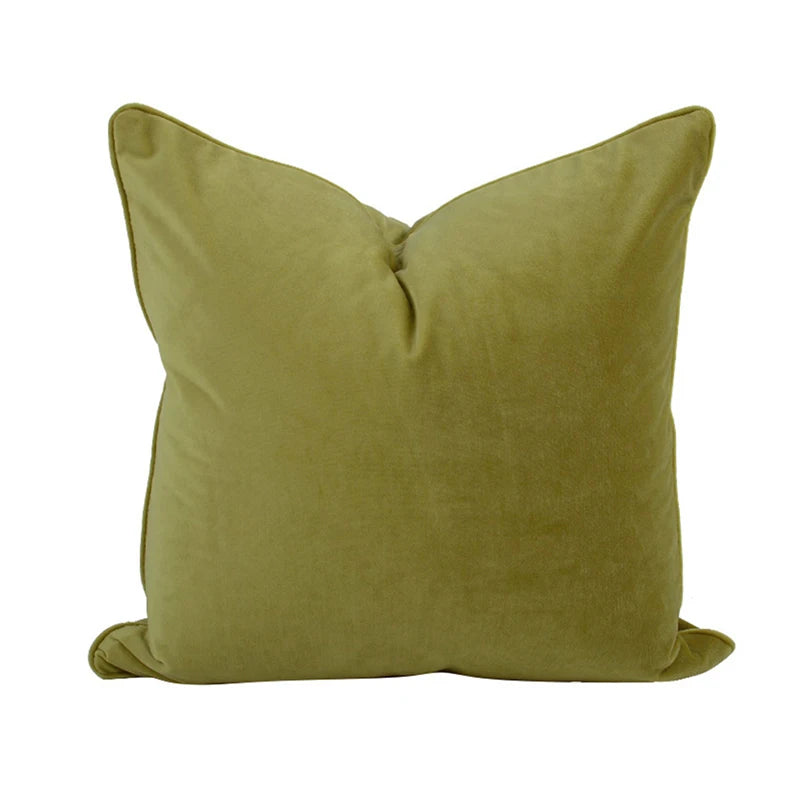 Housse de Coussin Velours Italien Vert Olive Uni