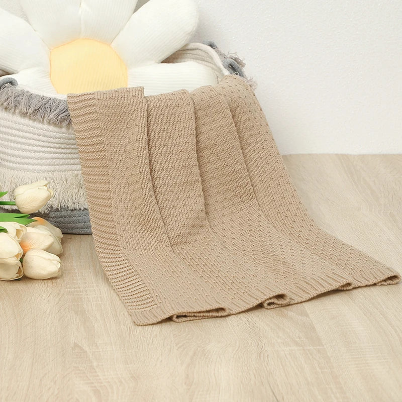Couverture Bébé en Tricot Uni - Poussette et Berceau