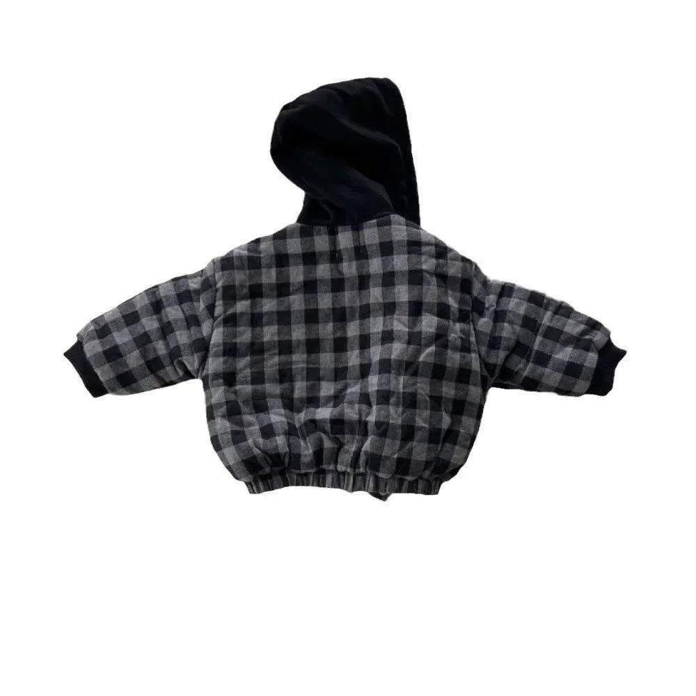 Manteau Enfant à Capuche Motif Carreaux