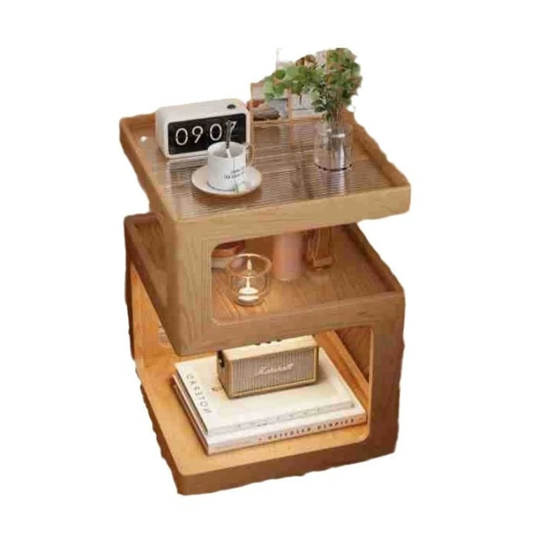 Table de Chevet Étroite en Bois Massif - Design Minimaliste