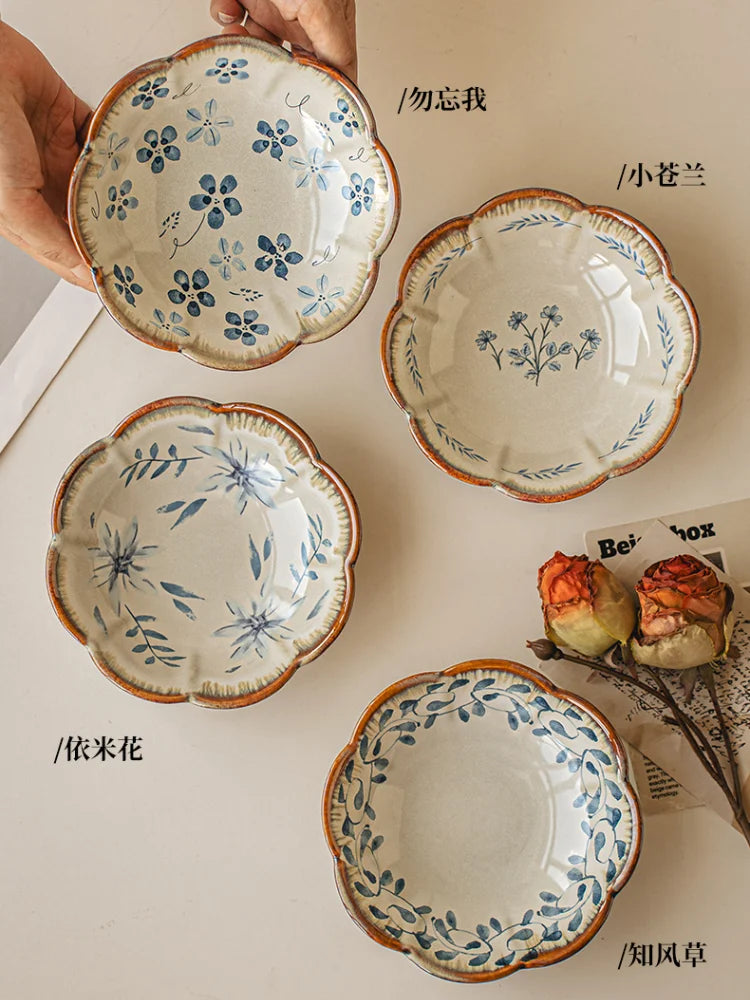 Assiettes en Céramique Fleuries Vintage 6 Pouces