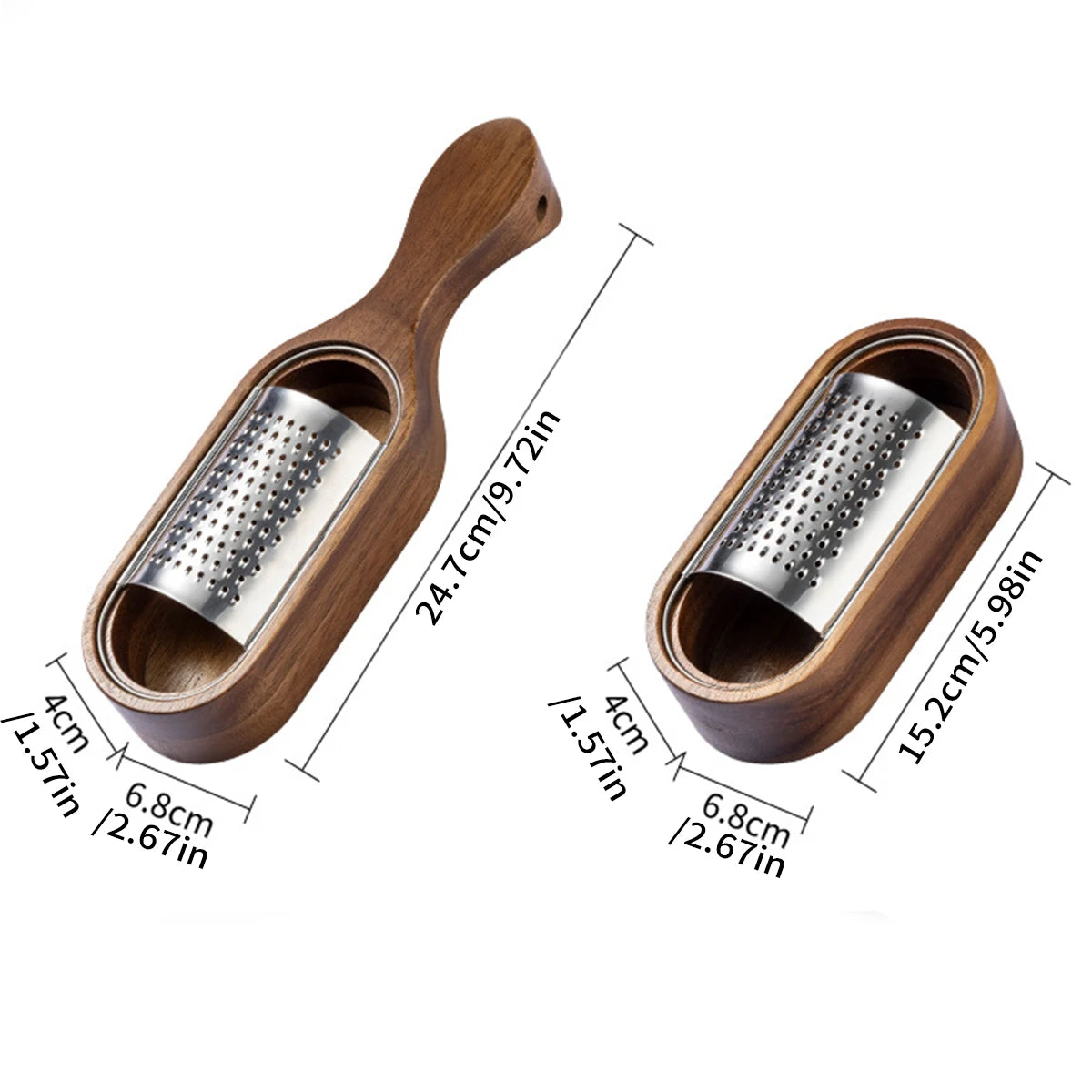 Râpe à Fromage Acier Inoxydable avec Boîte Bois de Santal