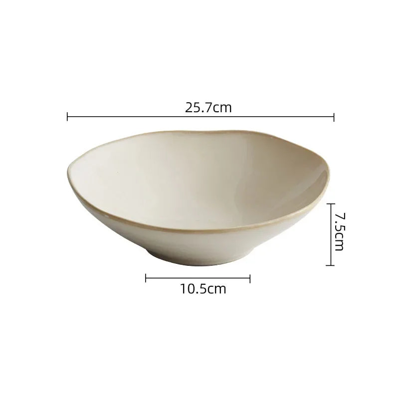 Bol Irrégulier Bord Beige en Céramique Épaisse