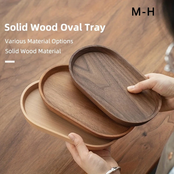Assiette Ronde en Bois Massif Style Japonais