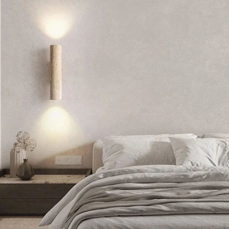 Applique Murale Marbre Jaune LED Style Wabi-Sabi Escalier