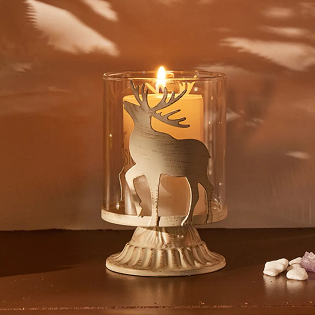 Bougeoir de Noël Élan et Sapin en Verre