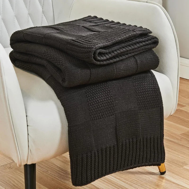 Plaid Tricoté Bohème - Couverture Douce Multi-Usage