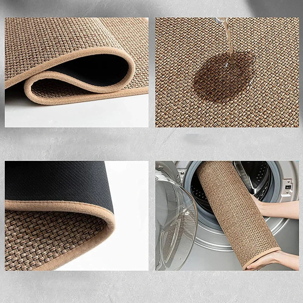 Tapis de Cuisine Antidérapant - Effet Sisal Tissé