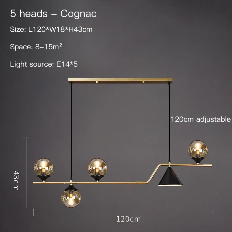 Suspension Boule de Verre Noire - Style Nordique LED