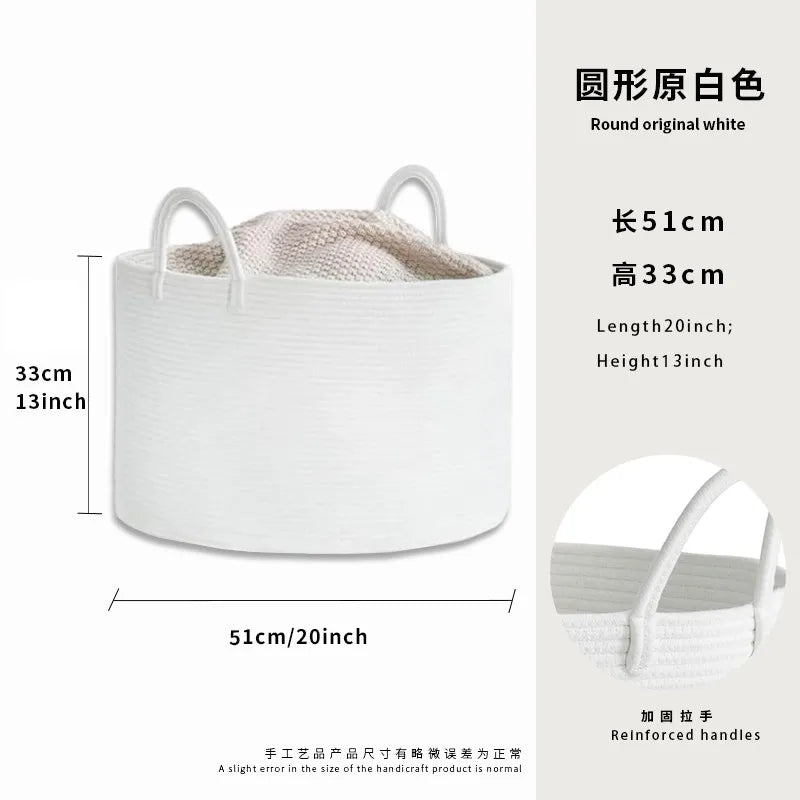 Grand Panier à Linge en Corde de Coton Tressée Main