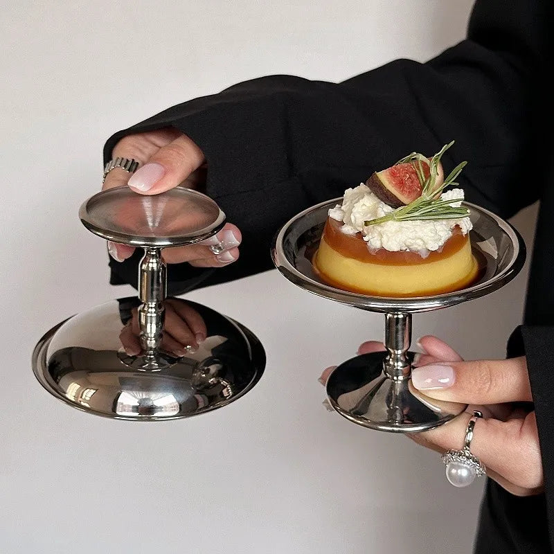 Coupe à Dessert Acier Inoxydable Style Rétro Base Haute