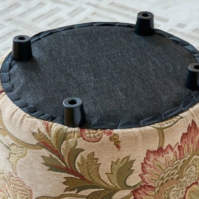 Tabouret Rond Capitonné - Style Chinois Moderne