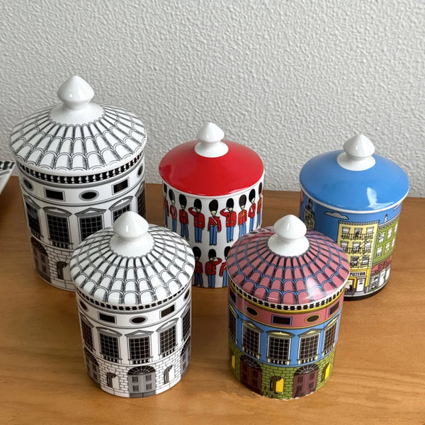 Bougeoir Céramique Forme Maison Colorée avec Couvercle