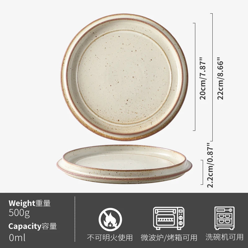 Assiette en Céramique Émaillée Style Rustique Montagne
