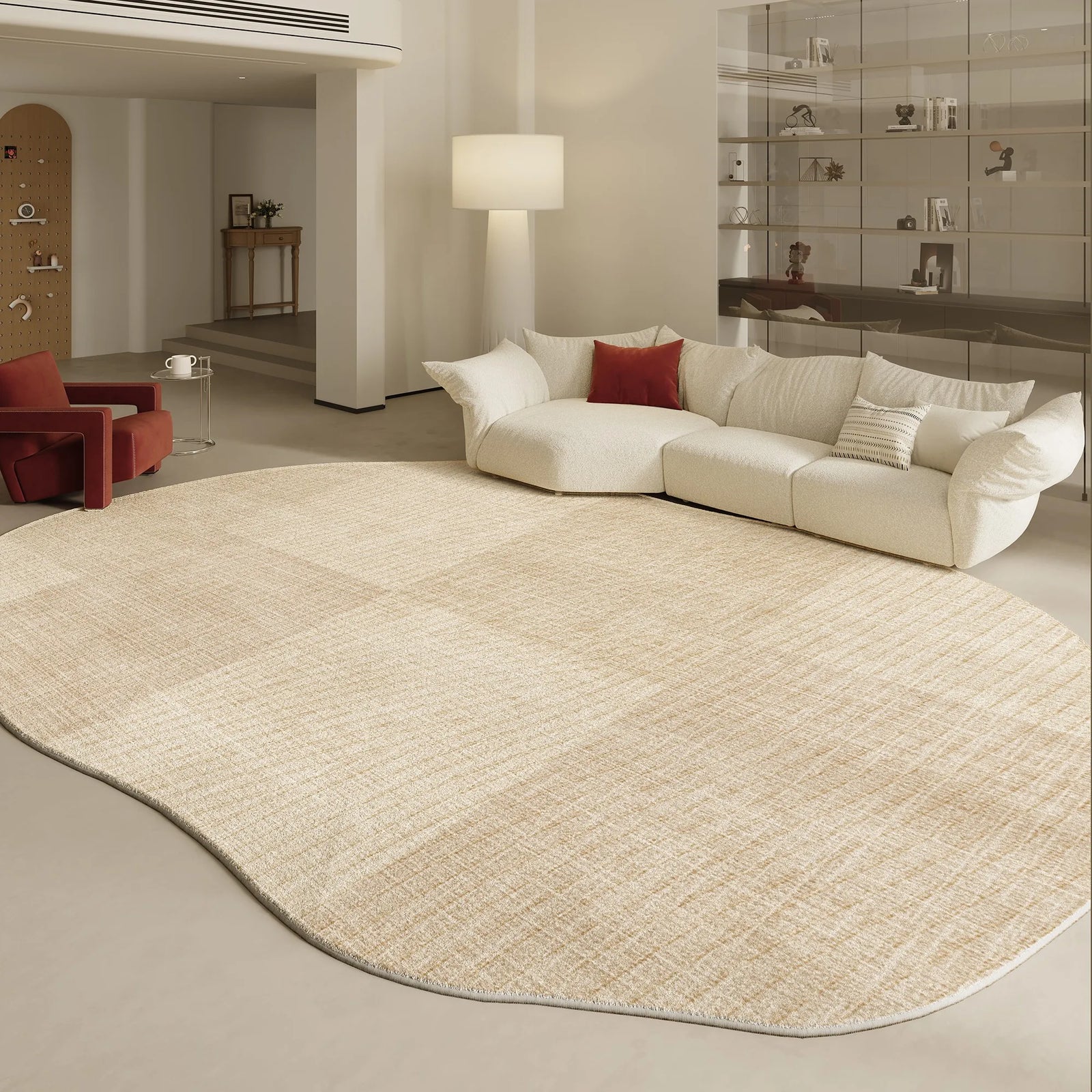 Tapis Forme Irrégulière Moderne Peluche Épaisse Chambre