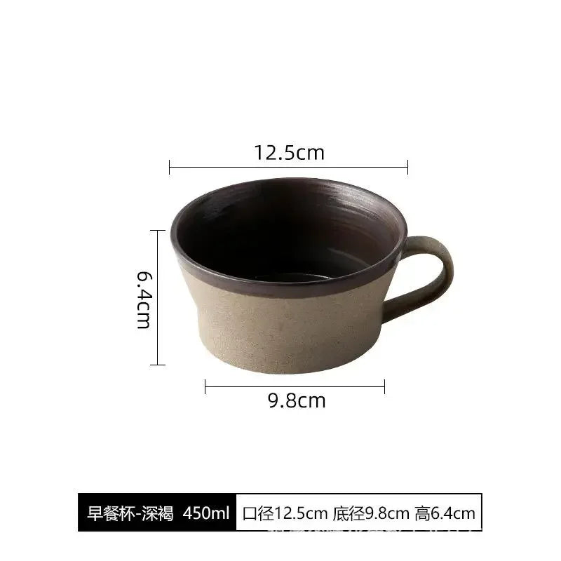 Ensemble Tasses en Poterie Rétro Faites Main avec Soucoupes