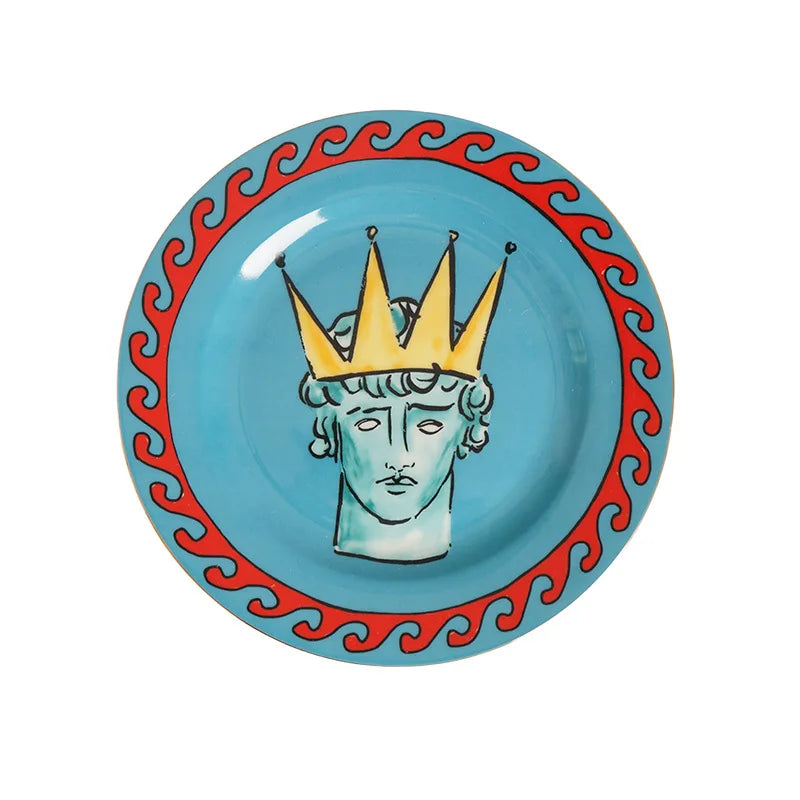 Tasse à Café en Porcelaine Rouge avec Plateau Rond