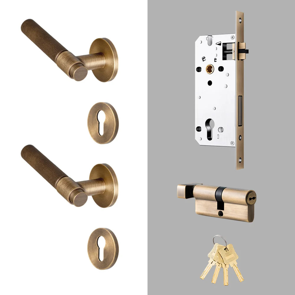 Brass Door Lock Set – Antique Bronze Hardware