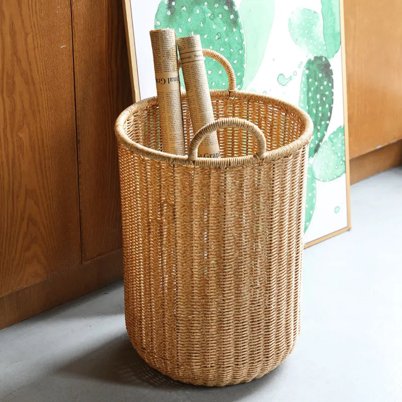 Panier de Rangement Rond Tressé - Style Rotin