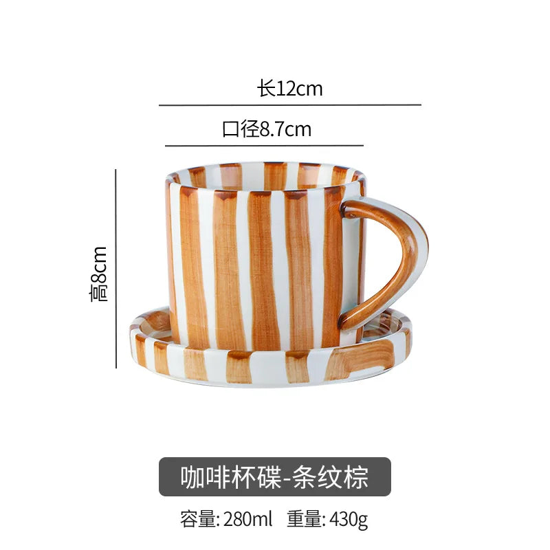 Tasse à Café Céramique Rayée 280ml