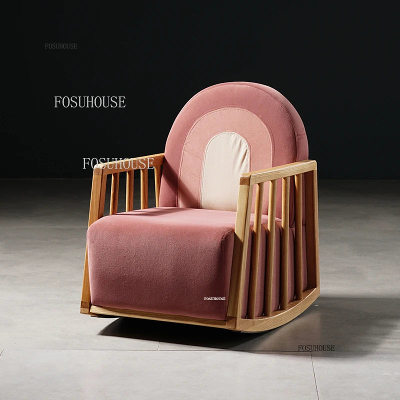 Chaise à Bascule Enfant en Bois Massif Nordique