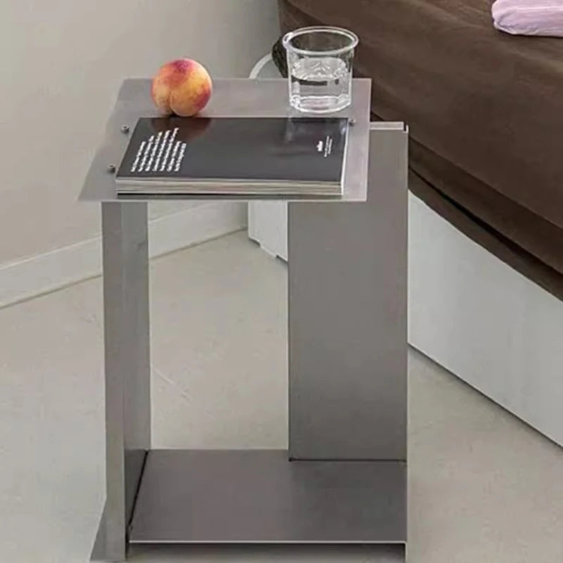 Square Metal Side Table – Modern Bedside & Storage Table, 34x35x47cm