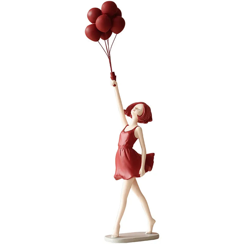 Statuette Fille au Ballon Sculpture Décorative Luxe
