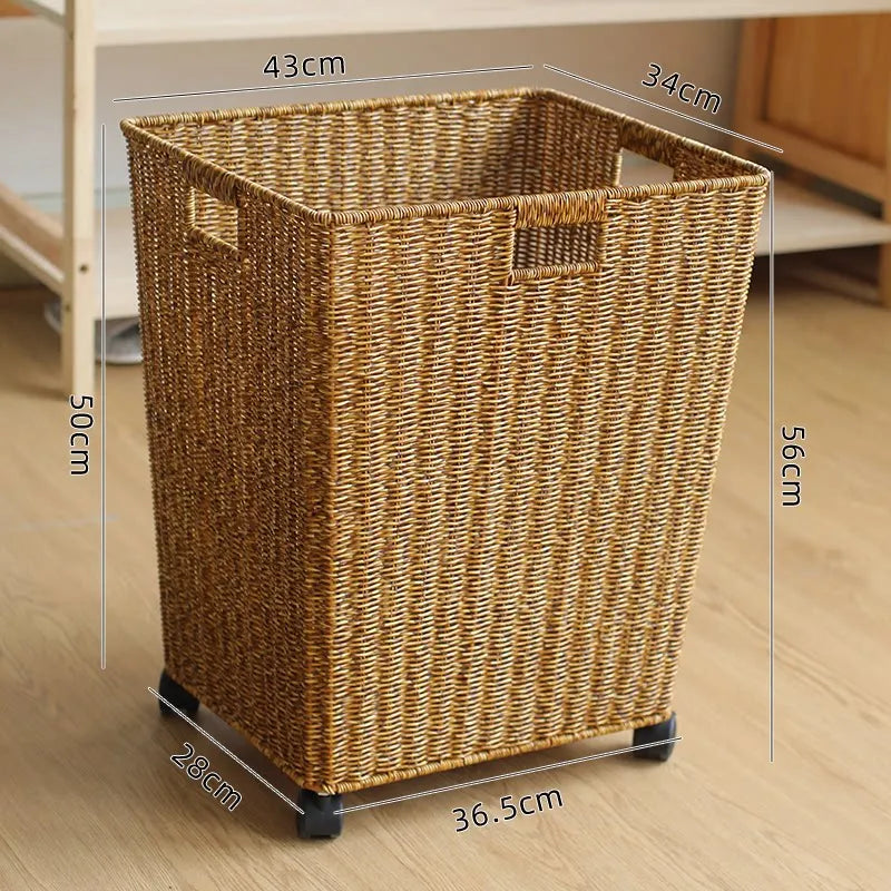 Panier de Rangement Rond Tressé - Style Rotin