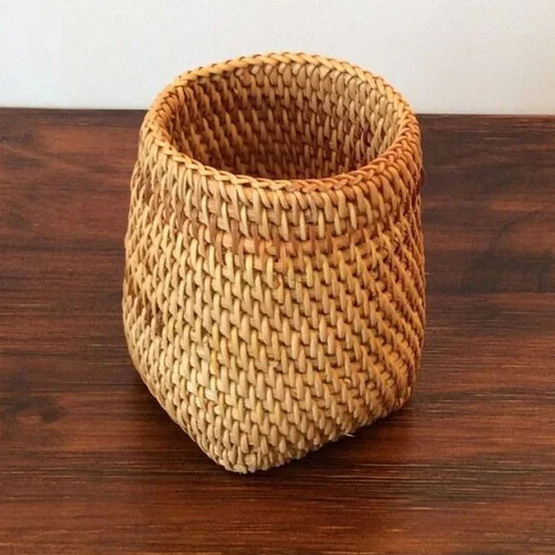 Panier de Rangement Rond en Rotin Tressé