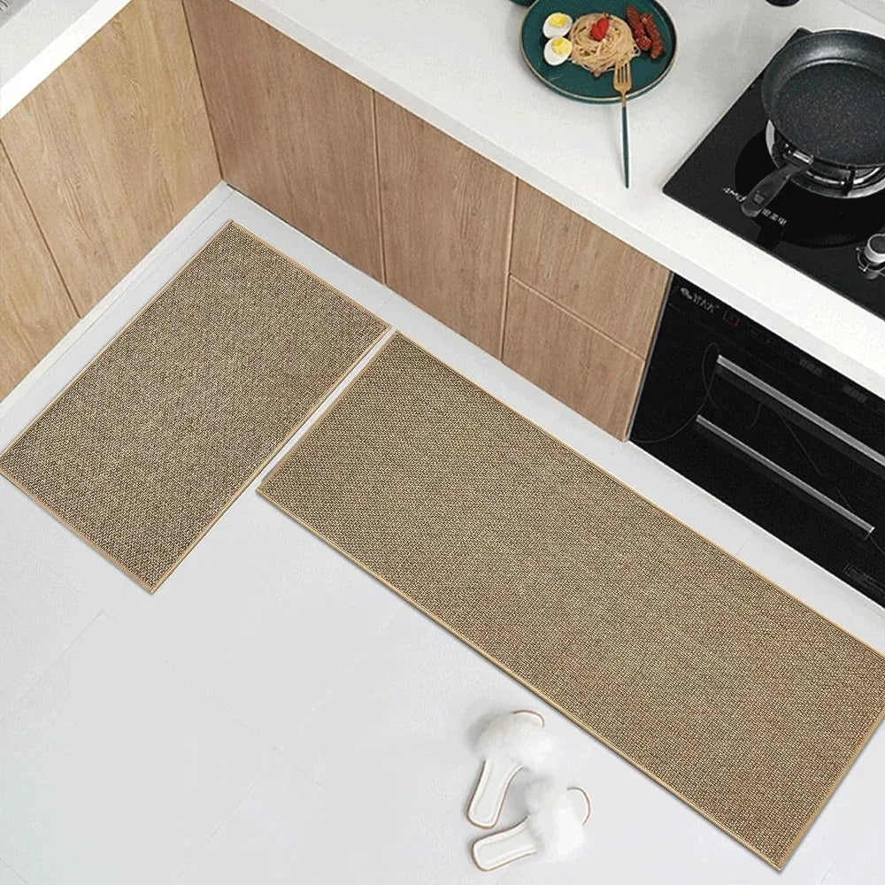 Tapis de Cuisine Antidérapant - Effet Sisal Tissé