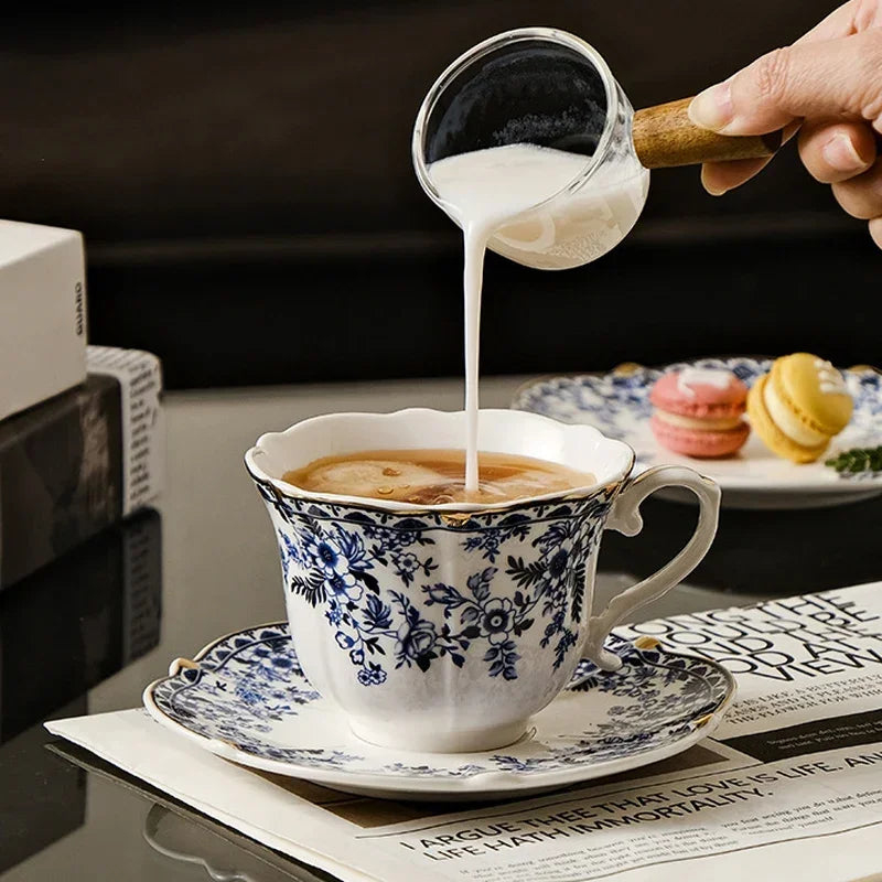 Tasse à Café en Porcelaine Bleu et Blanc Style Anglais