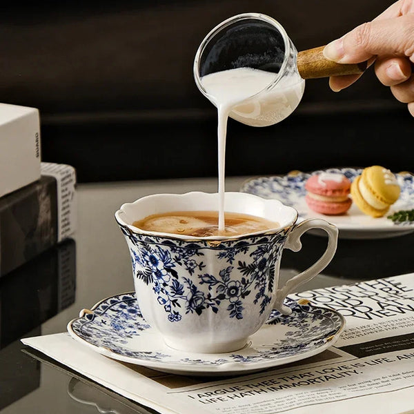 Tasse à Café en Porcelaine Bleu et Blanc Style Anglais