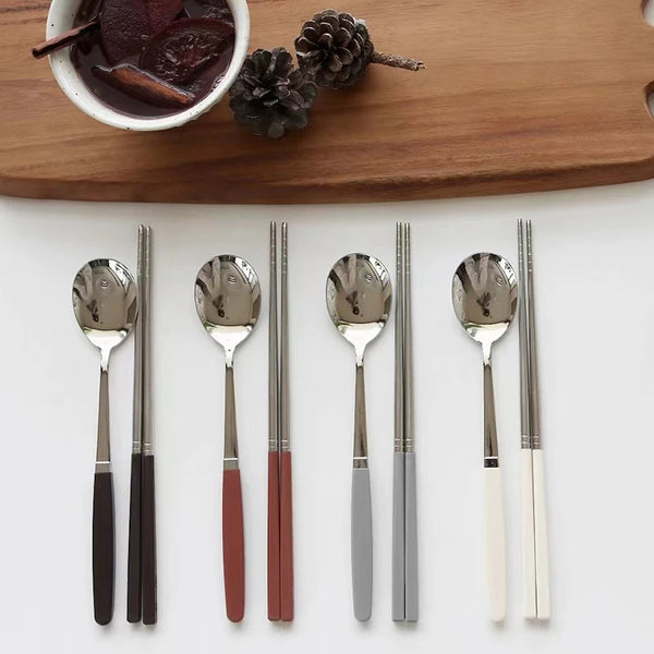 Ensemble Baguettes et Cuillères à Dessert Style Coréen