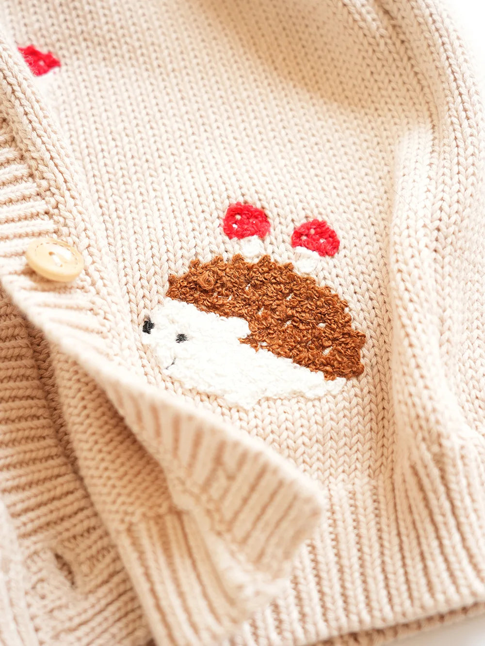 Cardigan Fille Brodé Motif Champignon