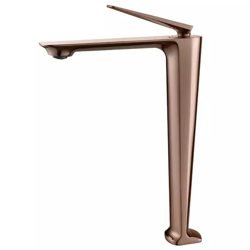 Robinet de Lavabo Haut Or Rose Brossé Noir