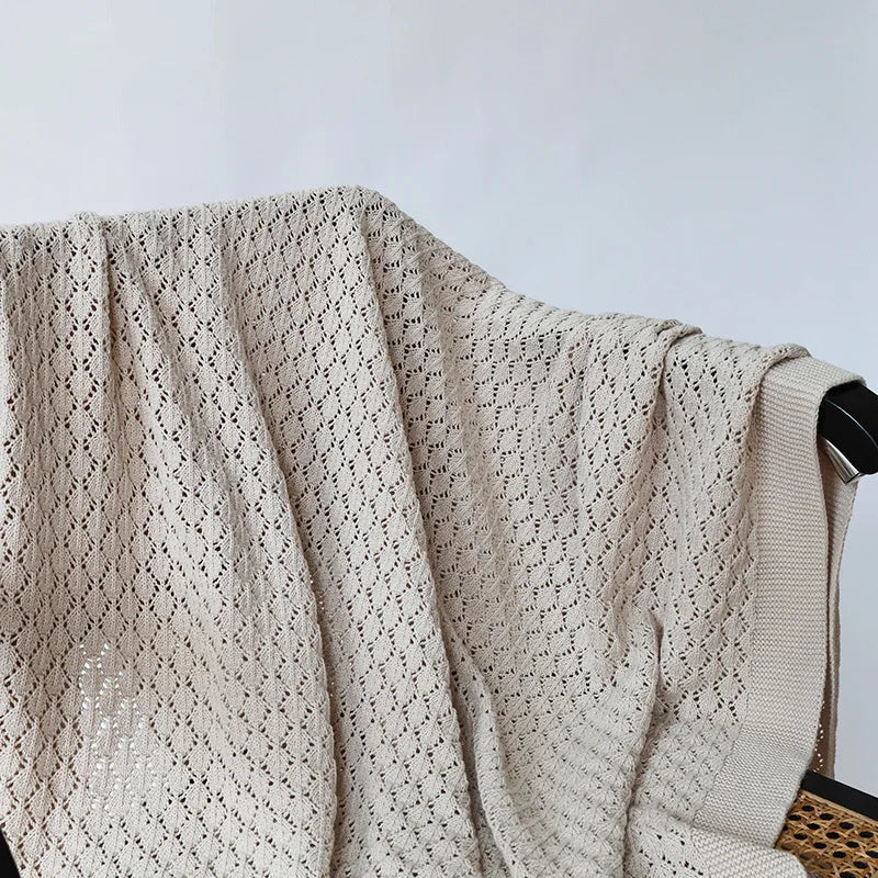 Plaid Nordique en Coton Tricoté