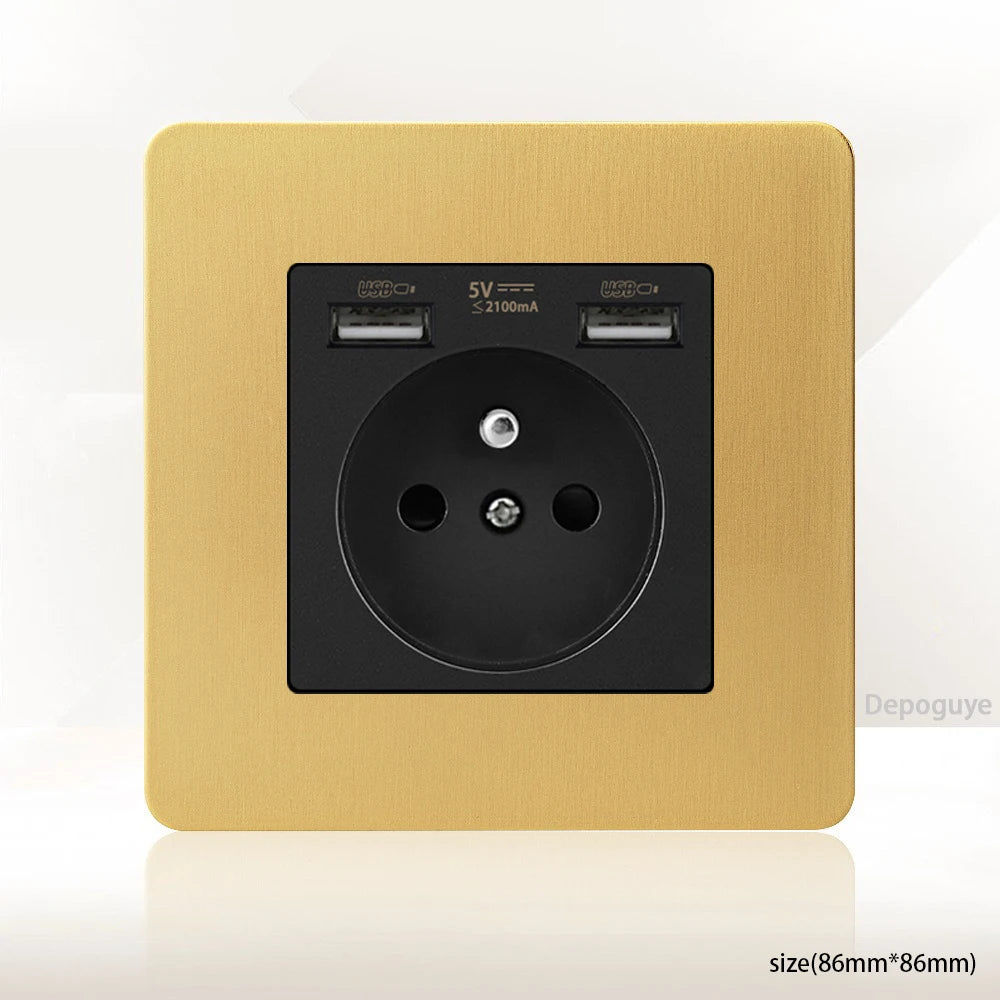 Interrupteur Mural Doré Style Vintage avec Prise USB-C
