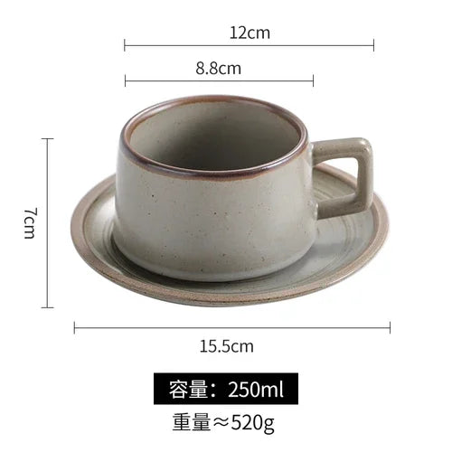 Service à Café en Grès Brut Style Japonais Rétro