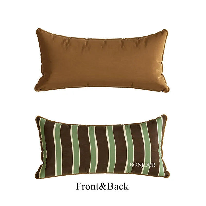 Housse de Coussin Lombaire Rayée Patchwork - Style Rétro