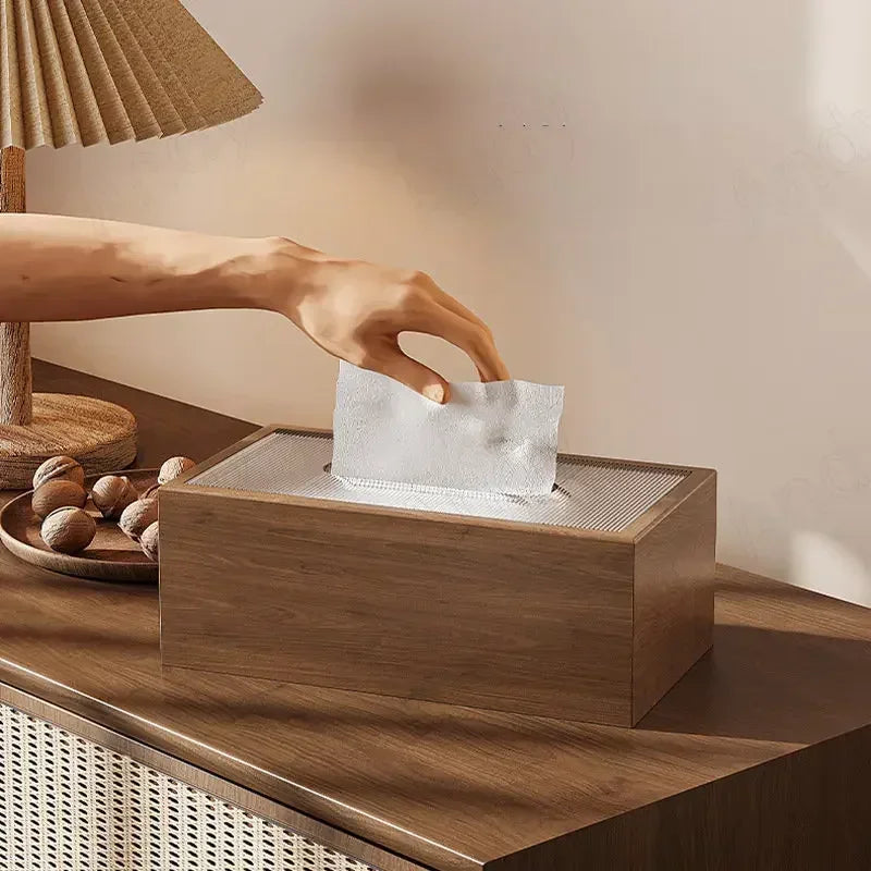 Boîte à Mouchoirs en Bois de Noyer - Design Artisanal