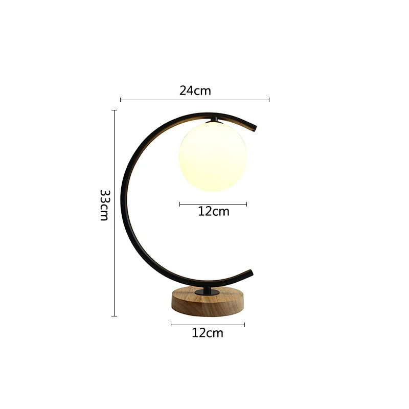 Duo de Lampes de Table Boule de Verre et Bois