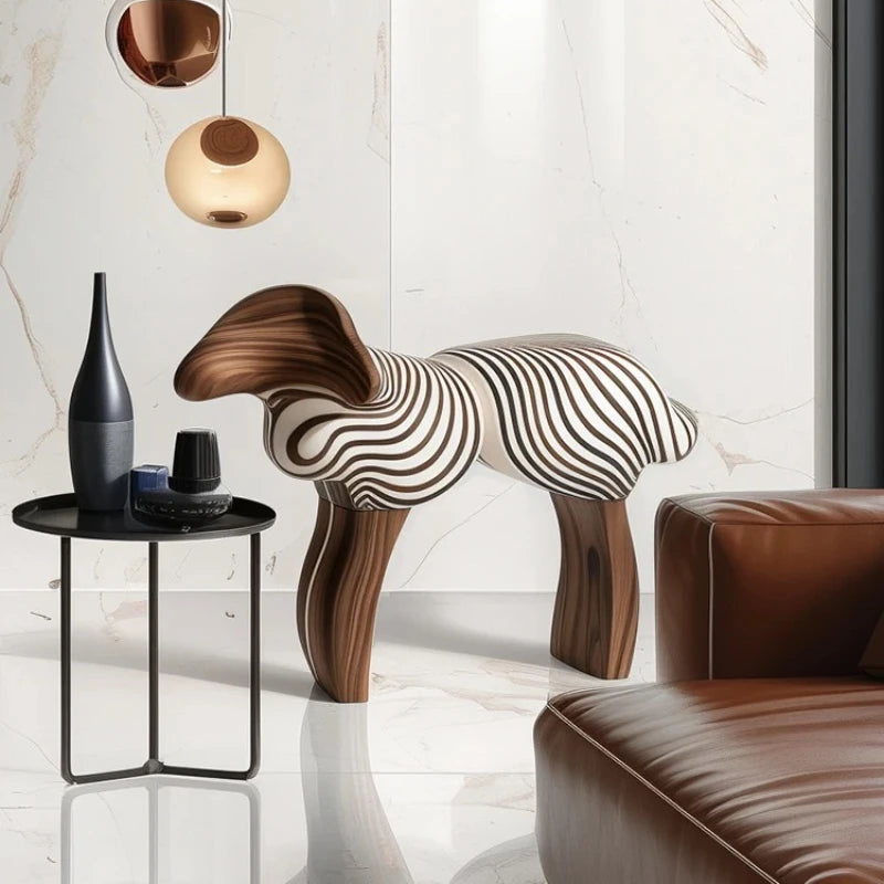 Tabouret Enfant en Bois Massif - Forme Agneau Artistique